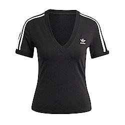 Adidas 3 S V-NECK Tee IU2416 女 短袖上衣 深V領 經典 三葉草 休閒 時尚 黑