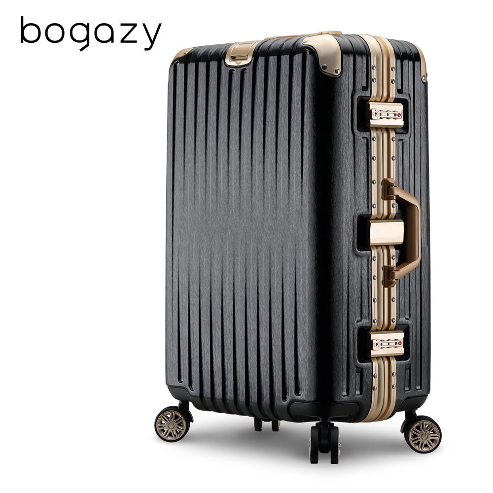 Bogazy 浪漫輕旅 29吋鋁框拉絲紋行李箱(經典黑)