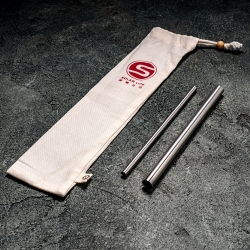 [QC館]SUS316L不鏽鋼環保兒童吸管套組No3(細直+粗直)附有機棉收納袋.