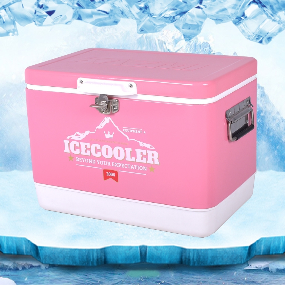 韓國熱銷 ICE COOLER 不鏽鋼行動冰箱29L 冰桶 保溫箱 (粉色)