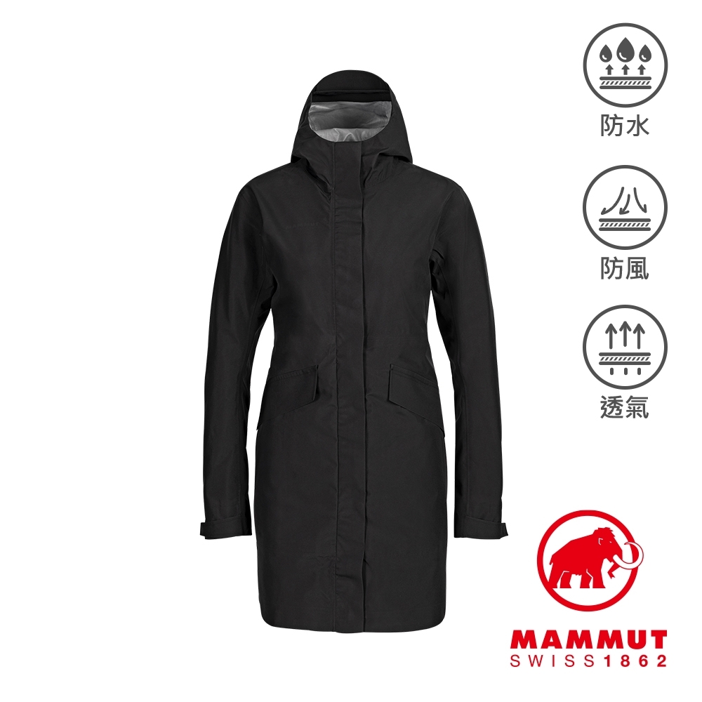 【Mammut 長毛象】Mammut 3L HS Hooded Jacket Men GTX多口袋連帽外套 黑色 女款 #1010-28570