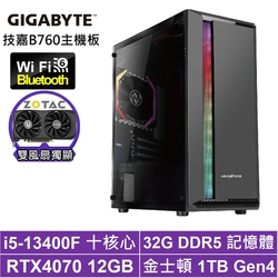 技嘉B760平台[霧隱少將]i5-13400F/RTX 4070/32G/1TB_SSD