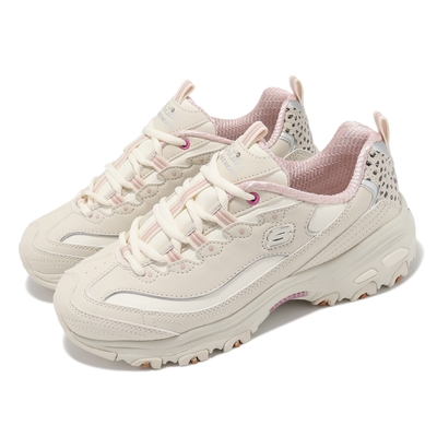 Skechers 休閒鞋 D Lites-Wildcats 女鞋 米白 粉 厚底 皮革 綁帶 老爹鞋 150236NTPK