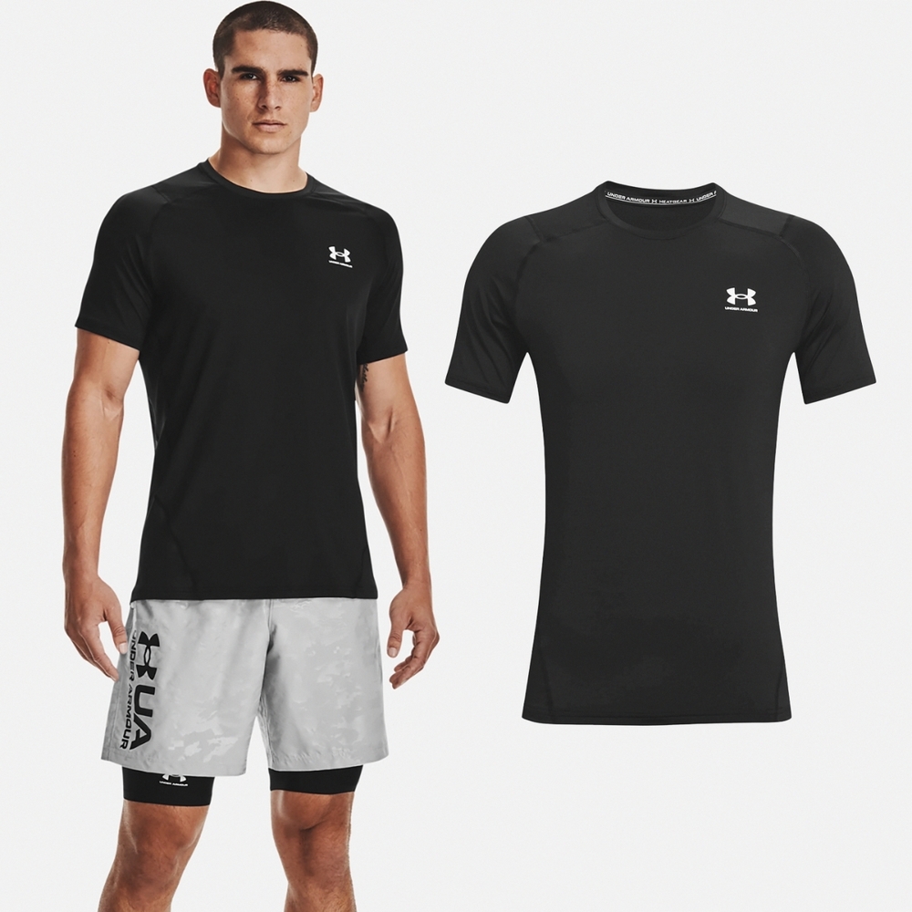 Under Armour 短袖 HG Armour Tee 男款 黑 白 吸汗 快乾 緊身 運動 籃球 UA 1361683001