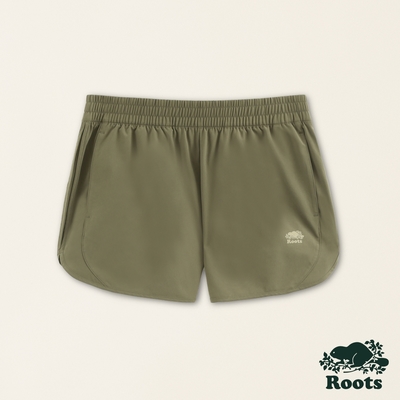 Roots女裝-都會探索系列 環保材質彈性機能短褲-橄欖綠