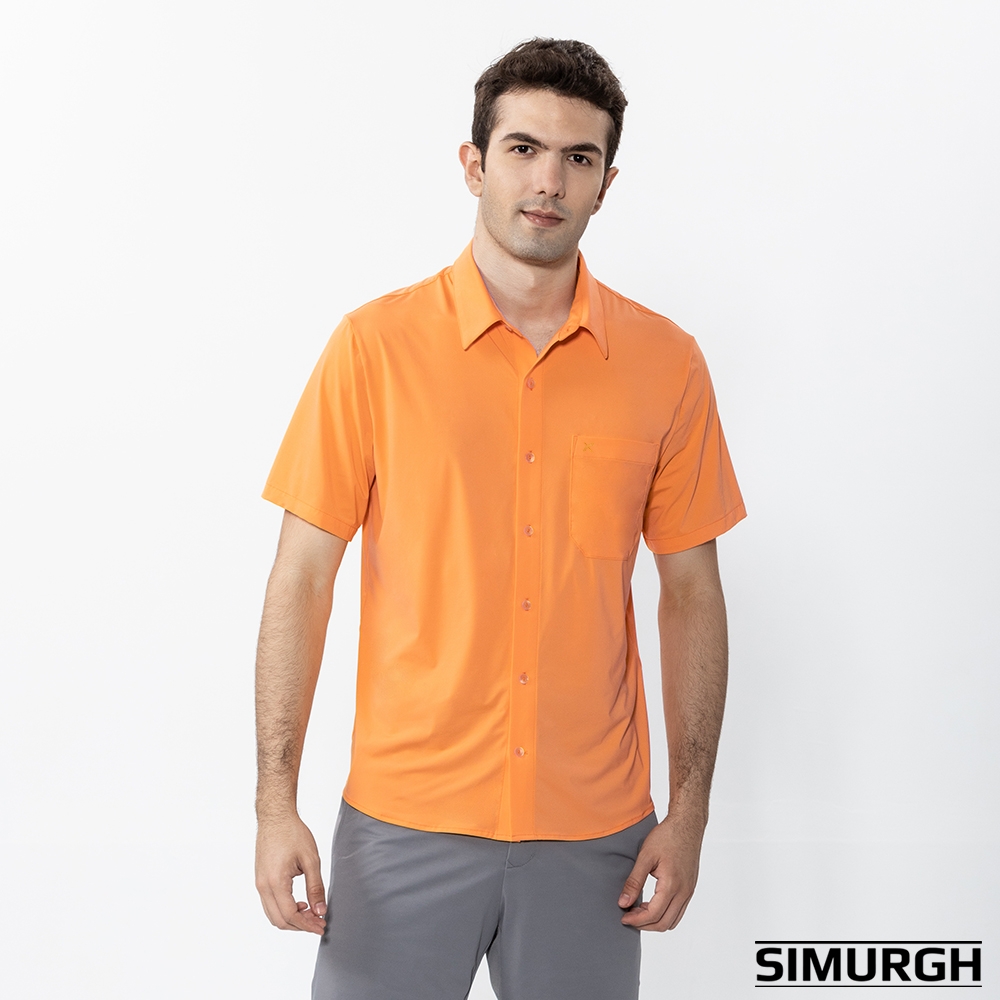 SIMURGH-舒仕裝-吸濕排汗純色短襯衫(橘色)