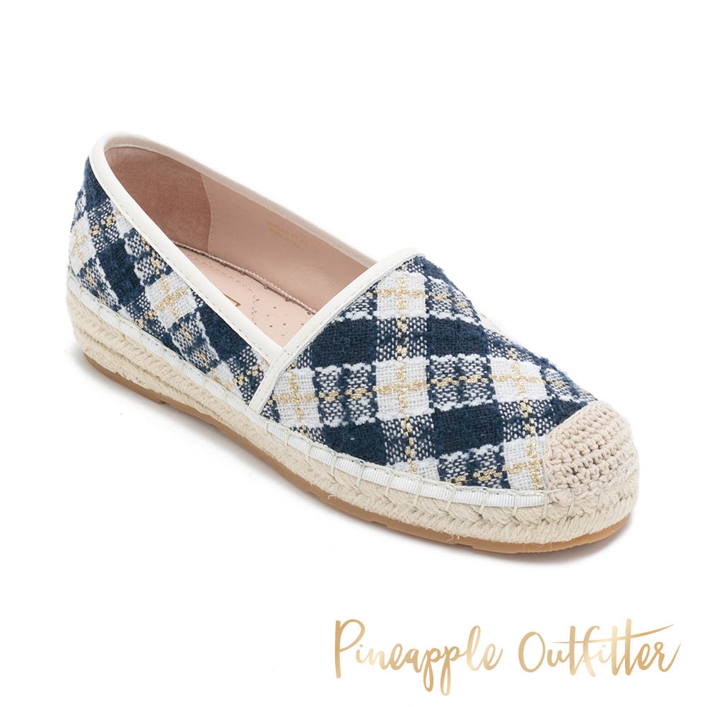 Pineapple-Outfitter-ELIHU 小香格紋草編鞋-深藍色