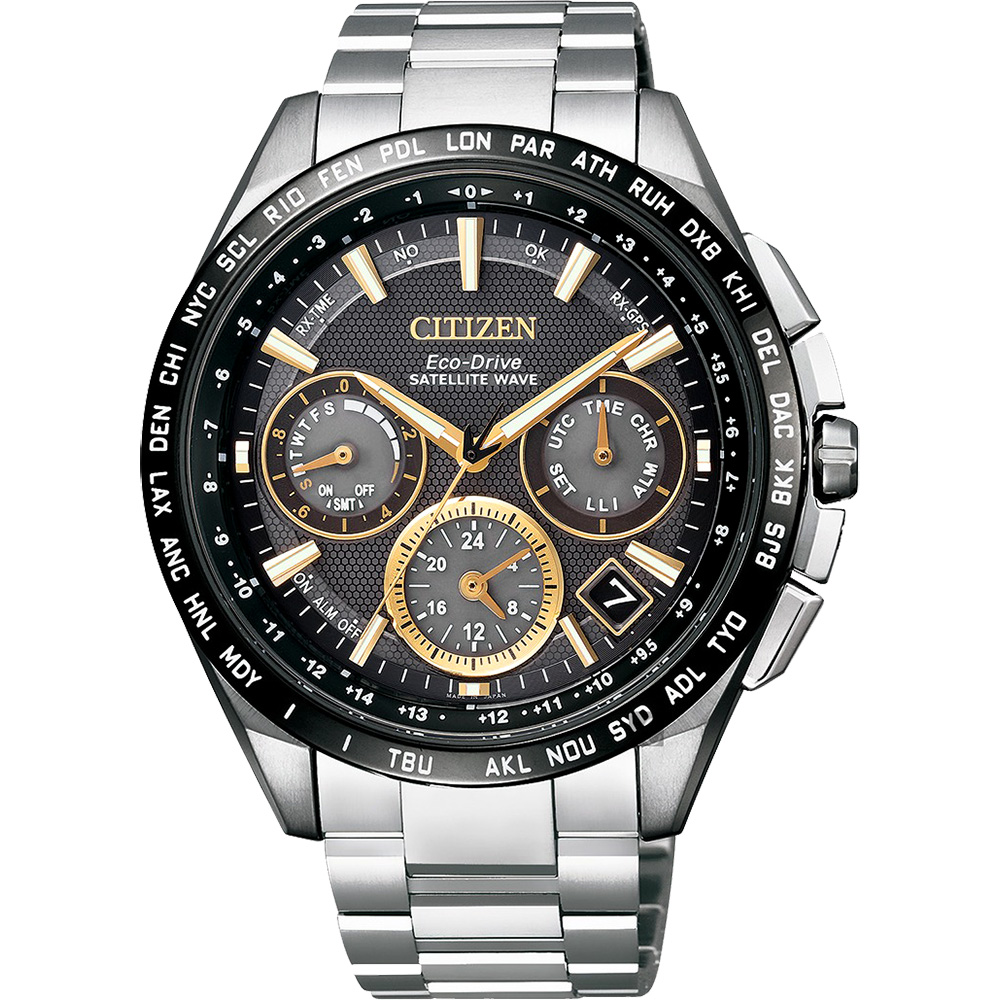 CITIZEN 星辰 光動能鈦GPS衛星對時錶 新春送禮-黑x銀/43mm CC9015-54F