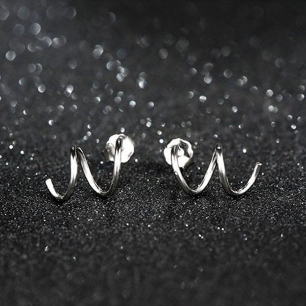 米蘭精品 925純銀耳環-波浪螺旋簡約耳環