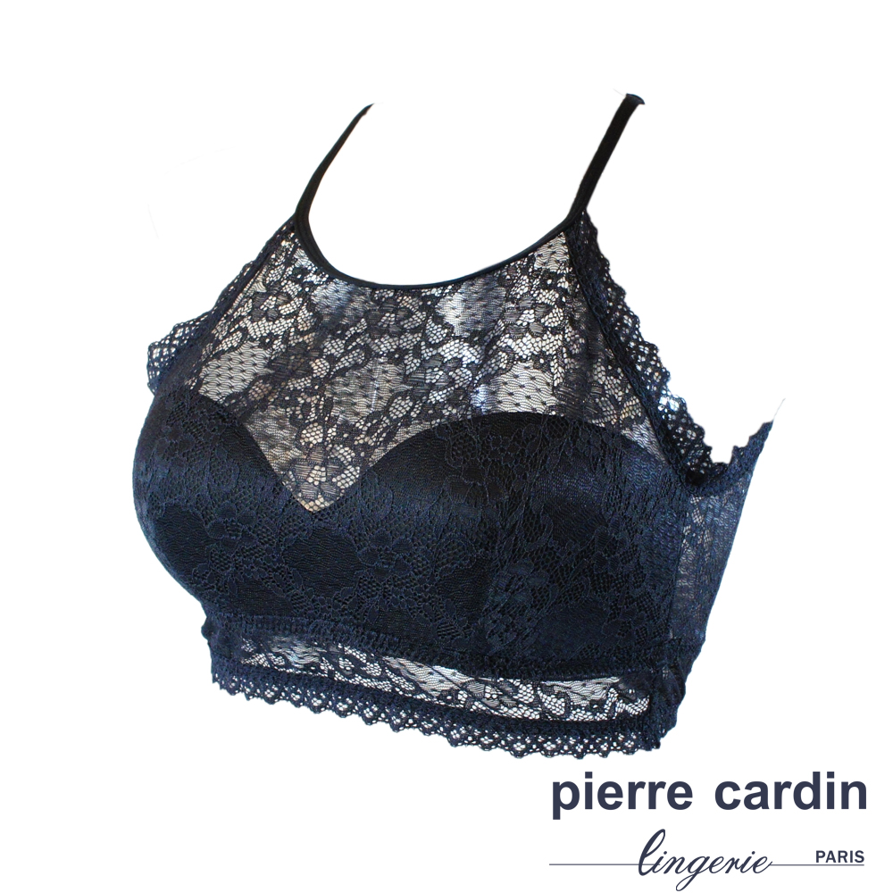 Pierre Cardin皮爾卡登 蕾絲性感環頸美背無鋼圈內衣(黑)