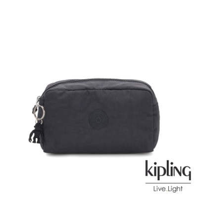 Kipling 都會簡約霧灰色長形化妝包-GLEAM