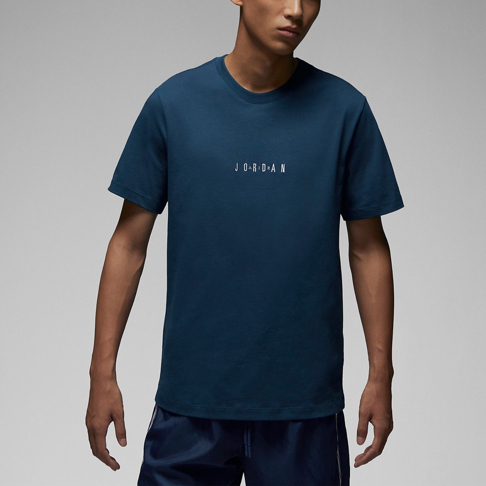 Nike 短袖 Jordan Air 男款 藍 刺繡LOGO 短T 純棉 棉T 喬丹 飛人 DM3183-425