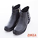 ZUCCA-細緻皮質側帶設計低跟靴-黑-z6723bk product thumbnail 1