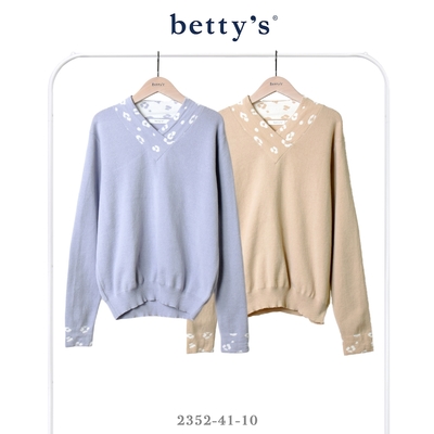betty’s貝蒂思 V領點點豹紋長袖針織上衣(共二色)