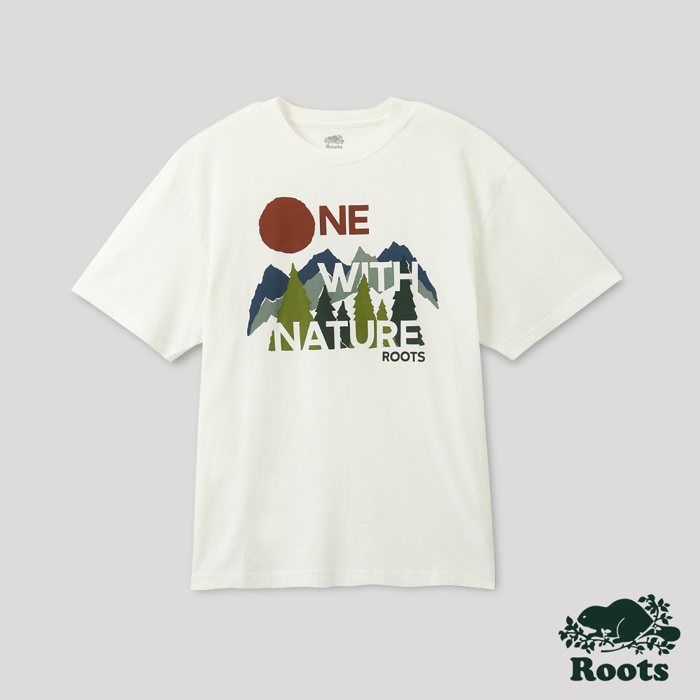 Roots中性-城市悠遊系列 大自然景緻短袖T恤-白色