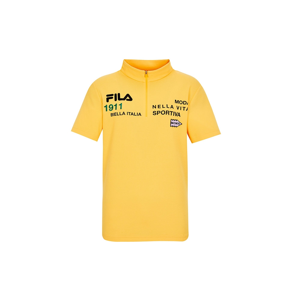 FILA 男短袖半門襟T恤-黃色 1TEX-1726-YE