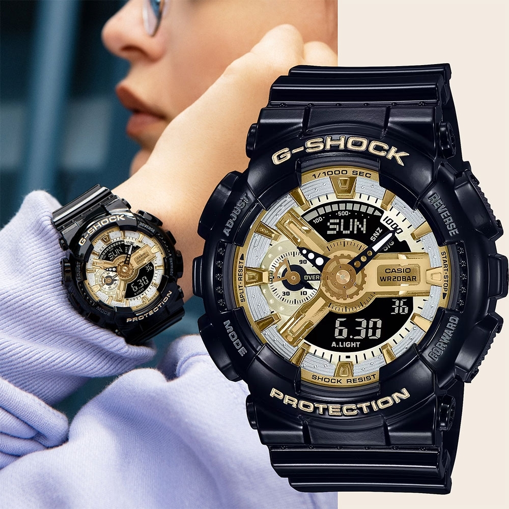 CASIO 卡西歐 G-SHOCK 110系列金銀雙色女錶 手錶 送禮首選 GMA-S110GB-1A