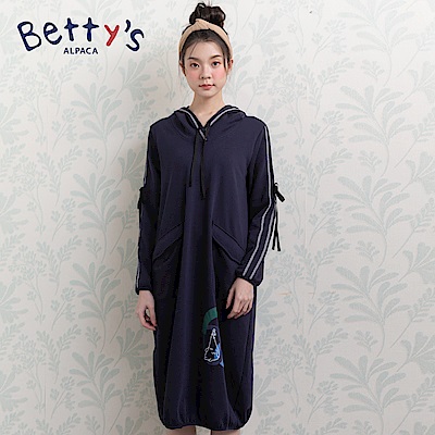 betty’s貝蒂思　童趣印花雙口袋連帽洋裝(深藍)