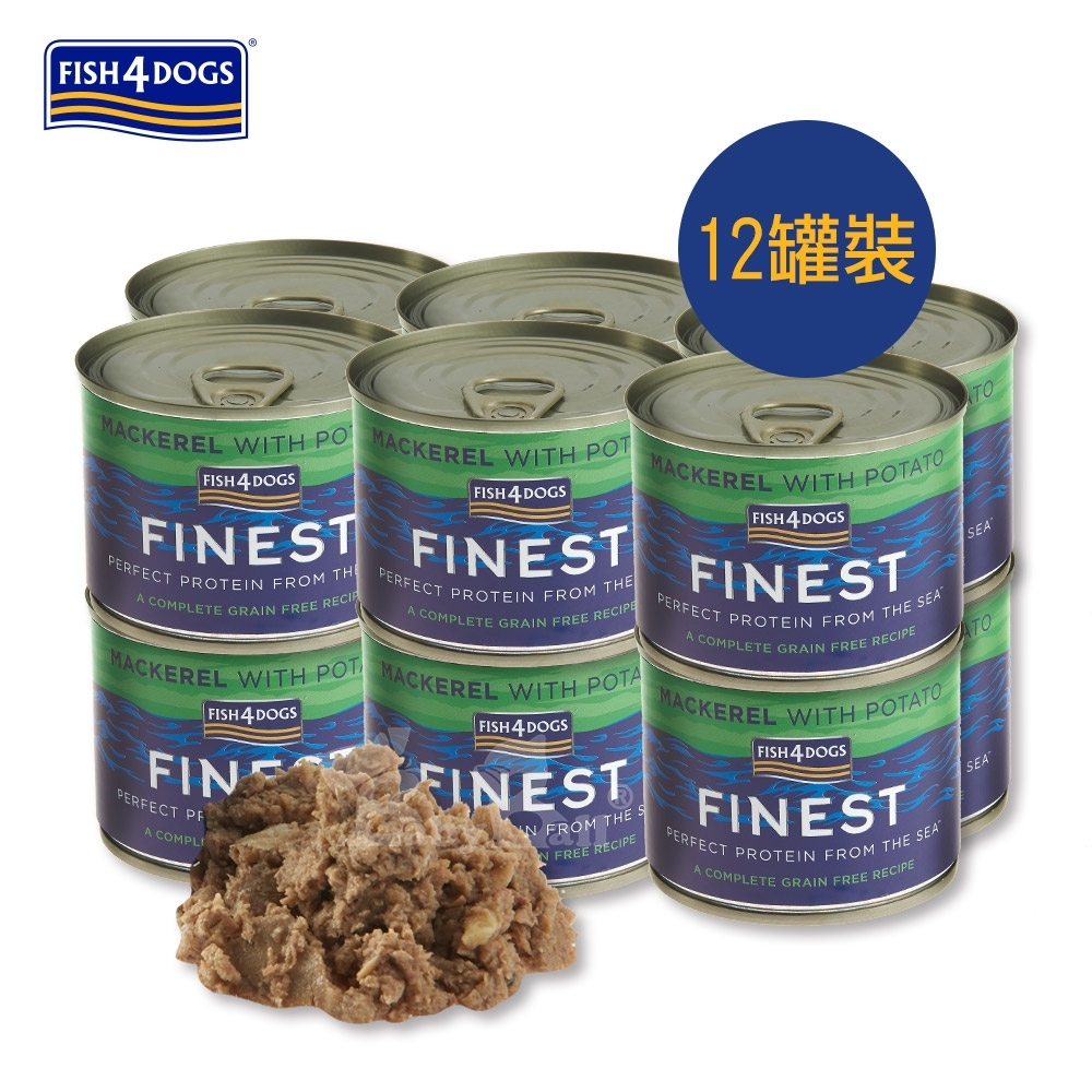 海洋之星FISH4DOGS 挪威鯖魚主食犬罐185g  12罐裝