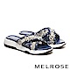 拖鞋 MELROSE 氣質珍珠交叉毛呢造型厚底拖鞋－藍 product thumbnail 1