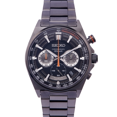 SEIKO CS系列 三眼計時不鏽鋼錶帶手錶(SSB399P1)-黑面X黑色/41mm