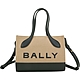 BALLY Bar Keep On Xs 帆布拼牛皮橫式迷你肩背托特包(駝色) product thumbnail 1