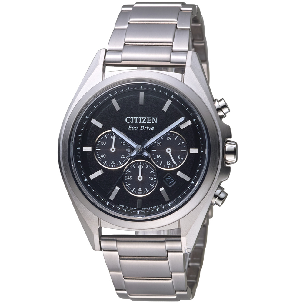 CITIZEN星辰強悍時計鈦金屬腕錶(CA4390-55E)銀x黑
