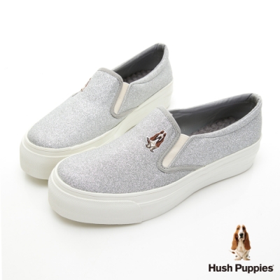 Hush Puppies 閃耀咖啡紗休閒便鞋-銀色