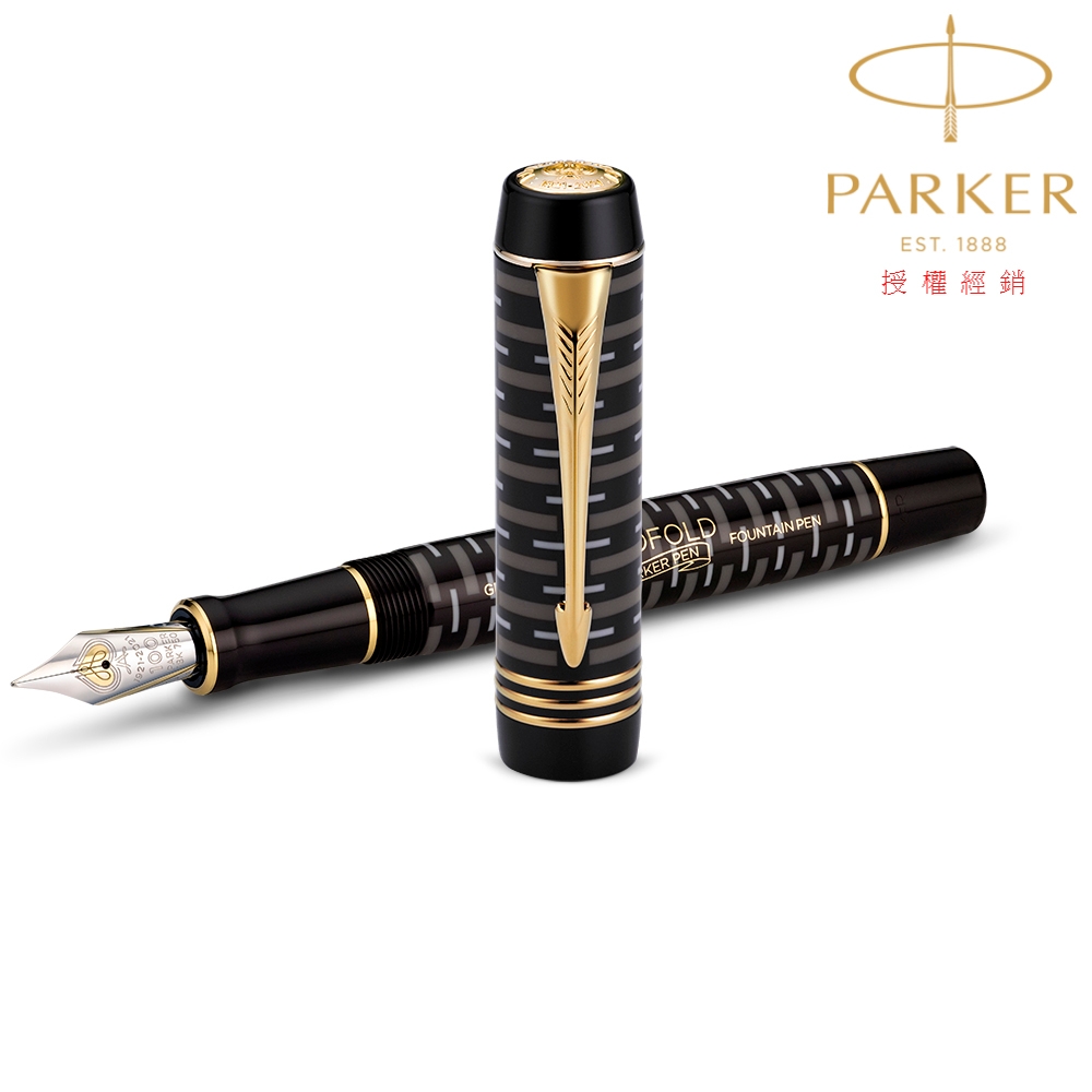 PARKER 派克 18K金 世紀系列 經典大多福100周年純黑金夾 F尖 鋼筆 限量珍藏木禮盒