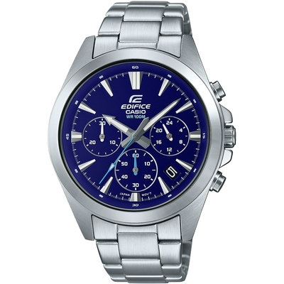 CASIO 卡西歐 EDIFICE 簡約運動風三眼計時手錶 送禮推薦-藍 EFV-630D-2A
