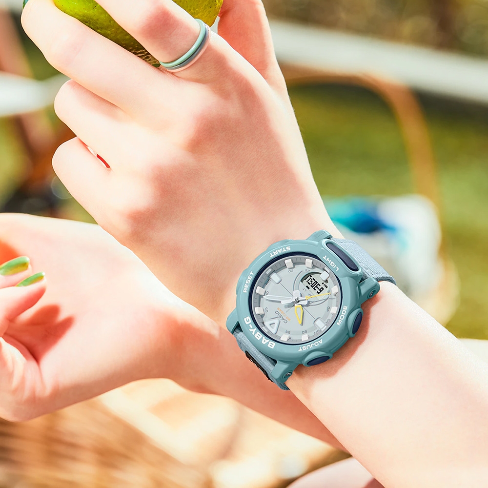 CASIO 卡西歐 BABY-G 環保錶帶 戶外露營自動照明手錶 新春送禮-冰川藍 BGA-310C-3A