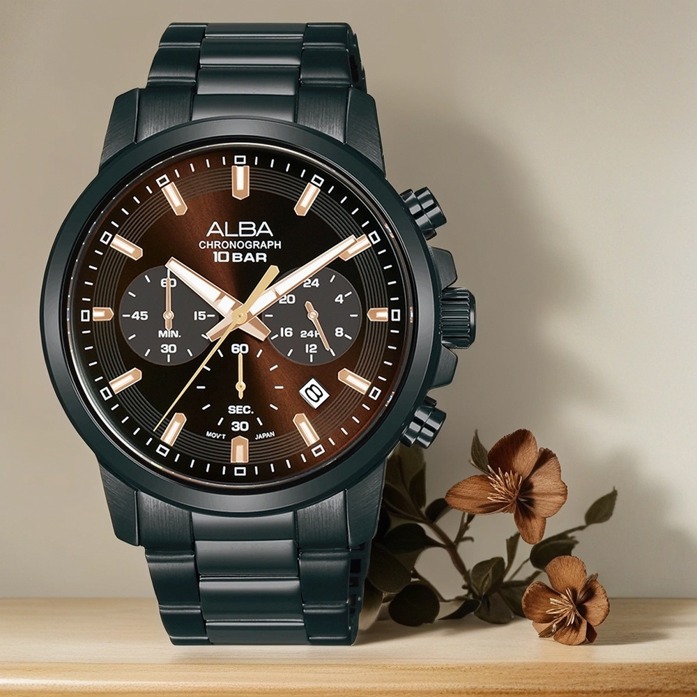 ALBA 雅柏 ACTIVE 三眼計時手錶 送禮首選-42mm (AT3J69X1/VD53-X399SD)