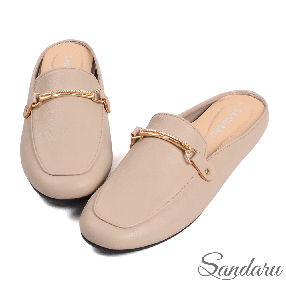 山打努SANDARU-穆勒鞋 水鑽金飾穆勒拖鞋-奶茶