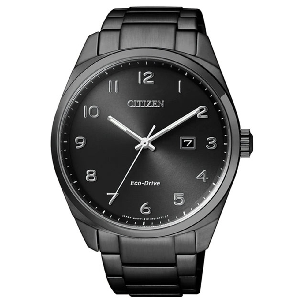 CITIZEN 星辰Eco-Drive光動能低調極致簡約計時腕錶-黑(BM7325-83E)