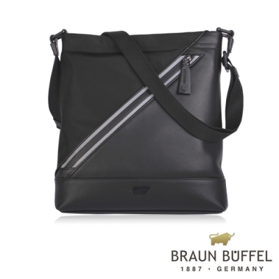 【總代理 BRAUN BUFFEL 德國小金牛】丹尼-N直式斜背包-黑色/BF339