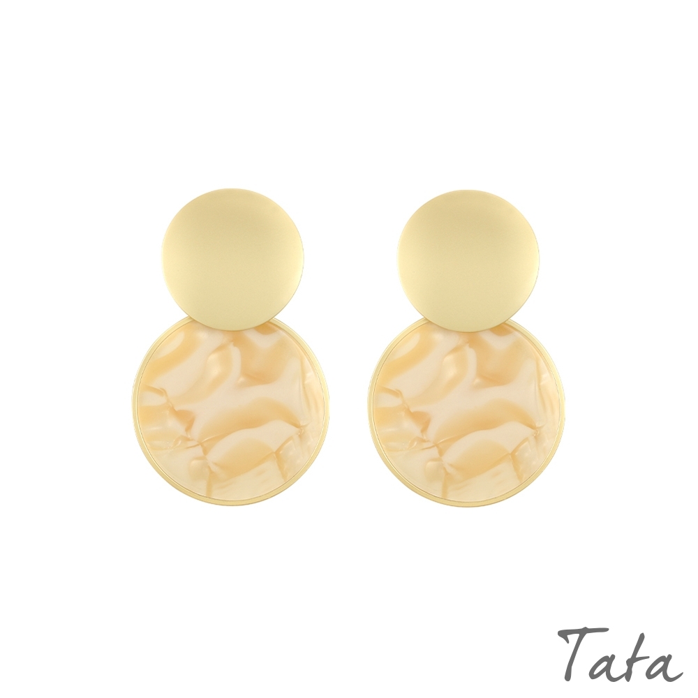 雙圓片水波紋耳環 TATA