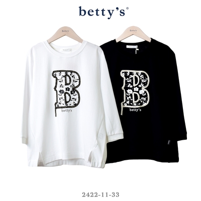 betty’s專櫃款 B字壓線立體珠珠長袖T-shirt(共二色)