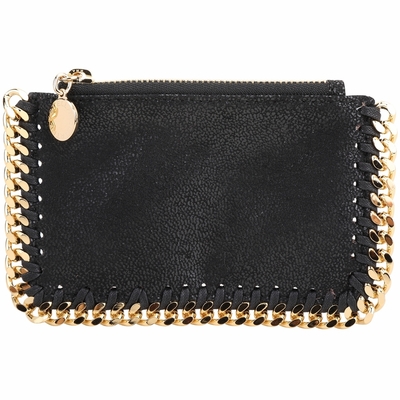 Stella McCartney Falabella 金鍊飾邊拉鍊卡片夾/零錢包(黑色)