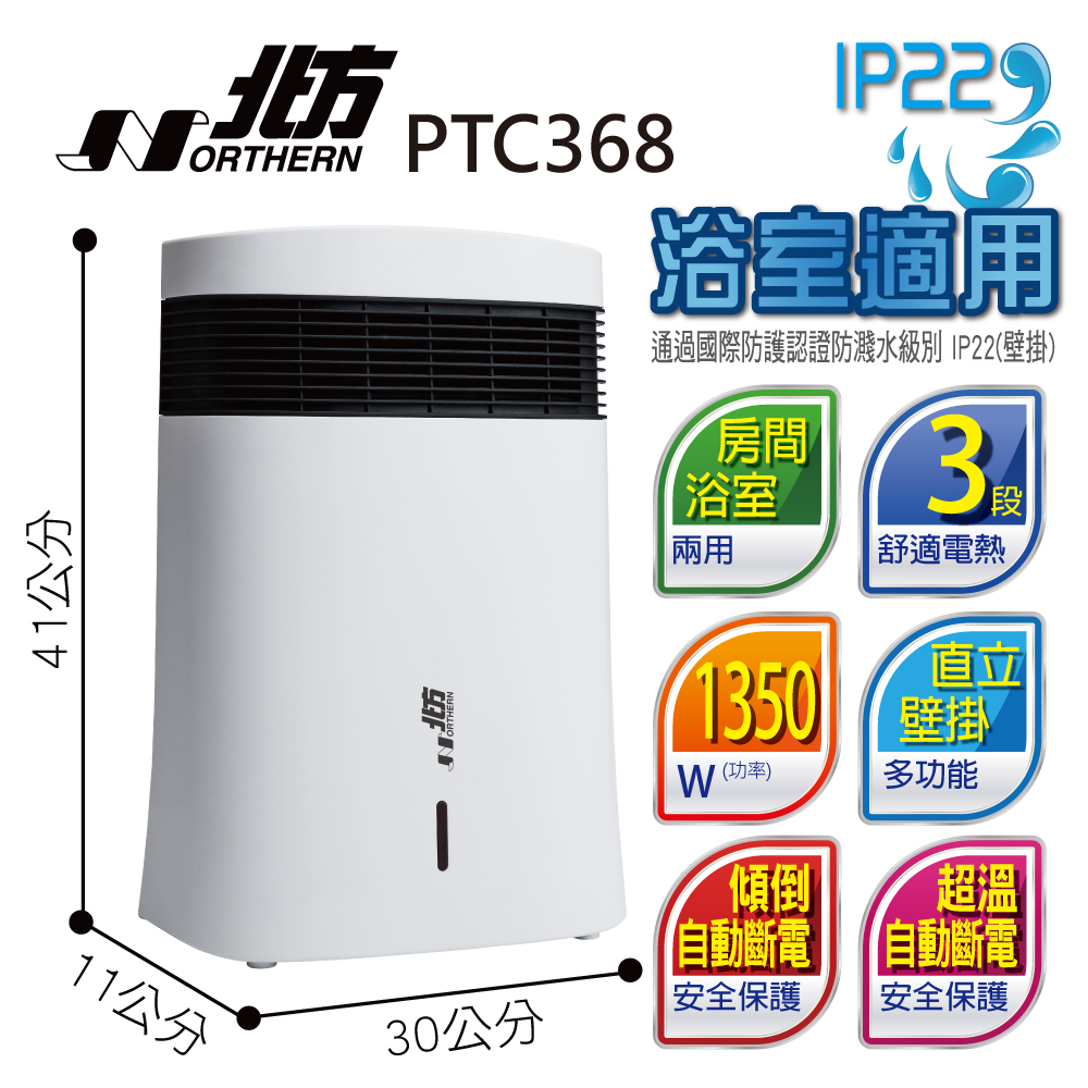 [雙11主打] 北方房間/浴室兩用電暖器 PTC368