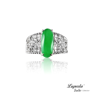 大東山珠寶 擁抱信仰 天然緬甸正陽綠A貨翡翠 頂級真鑽18K白金戒