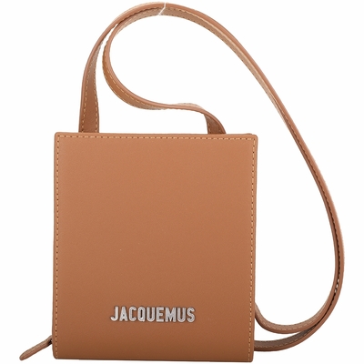 JACQUEMUS Le Gadjo 字母標誌肩背掛頸卡片夾/皮夾(棕色)