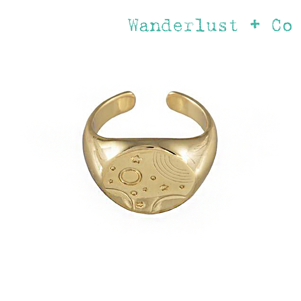 Wanderlust+Co 澳洲時尚品牌 INES宇宙星系戒指 金色