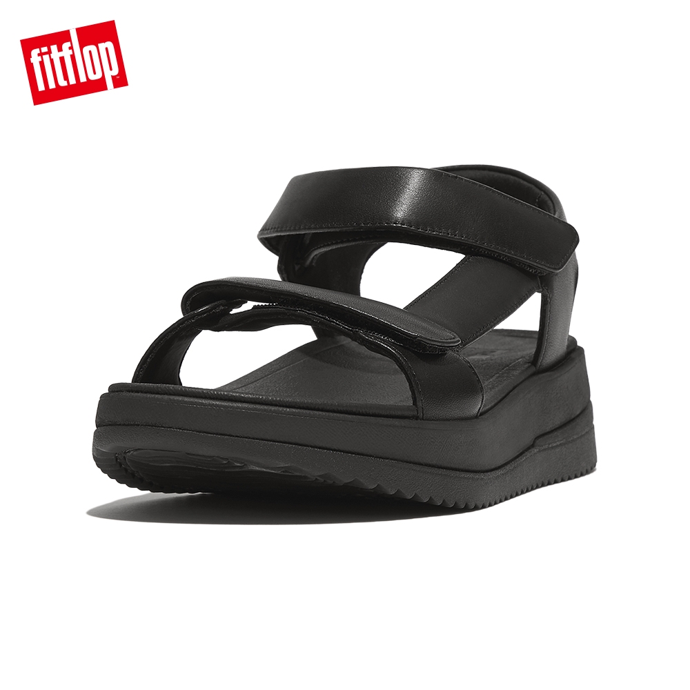 【FitFlop】SURFF ADJUSTABLE LEATHER BACK-STRAP SANDALS運動風可調式皮革後帶涼鞋-女(靓黑色)