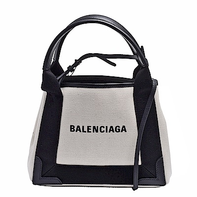 BALENCIAGA 巴黎世家 NAVY系列帆布X牛皮飾邊手提/肩背托特包(黑)