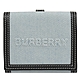 BURBERRY LUNA 浮雕LOGO質感帆布拼接釦式零錢短夾(黑邊) product thumbnail 1