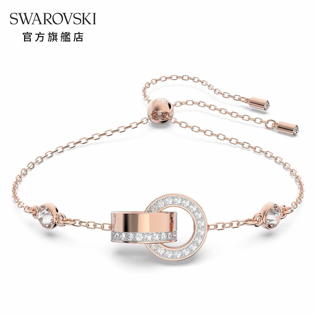 SWAROVSKI 施華洛世奇 Hollow 手鏈, 白色, 鍍玫瑰金色調