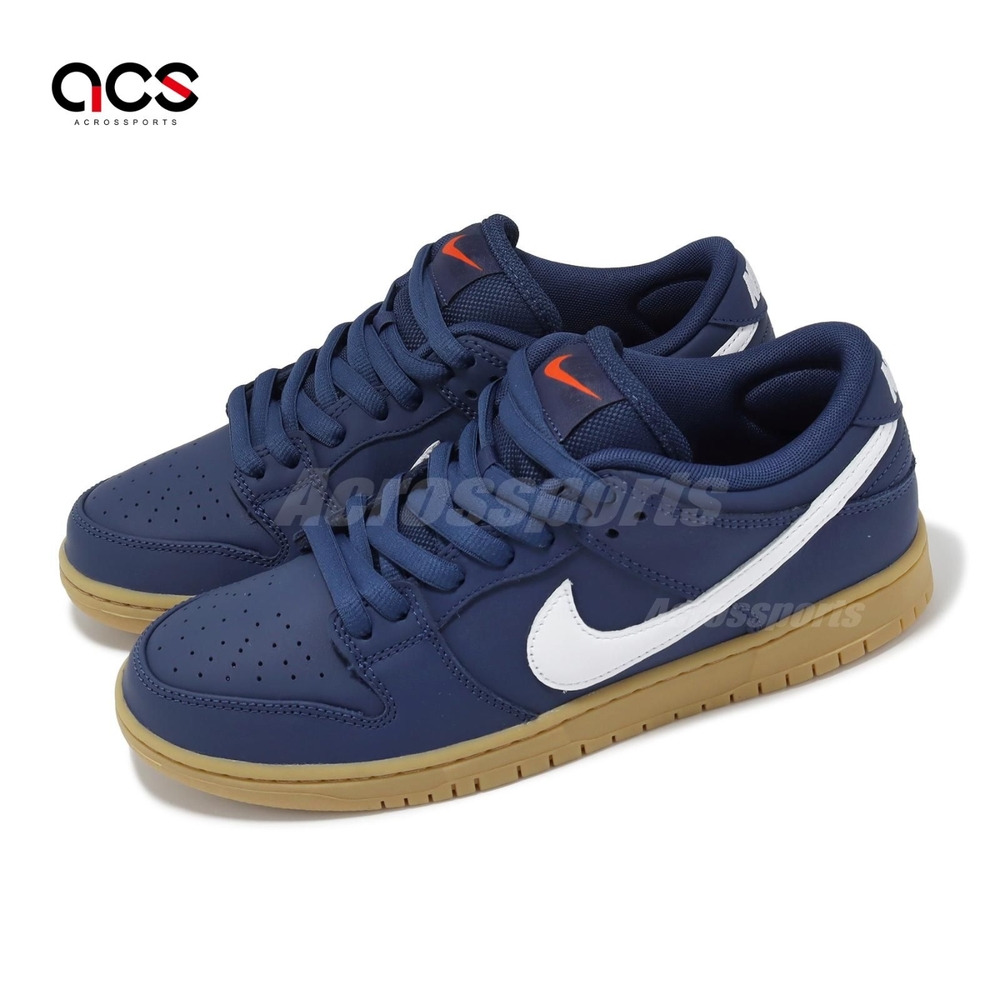 Nike 滑板鞋SB Dunk Low Pro 男鞋藍白Navy Gum 皮革膠底氣墊板鞋FJ1674