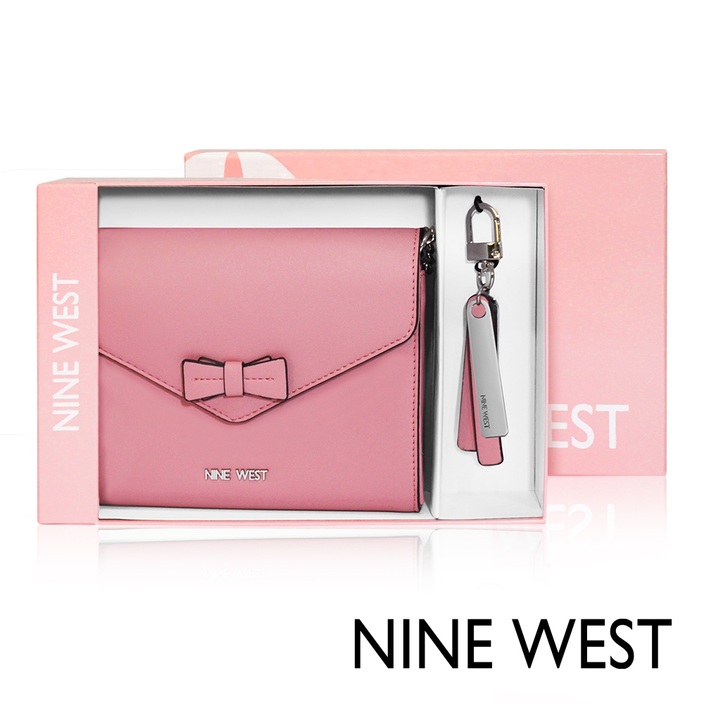 福利品 NINE WEST DANCER 信封式斜背mini包兩件禮盒組-桃粉色