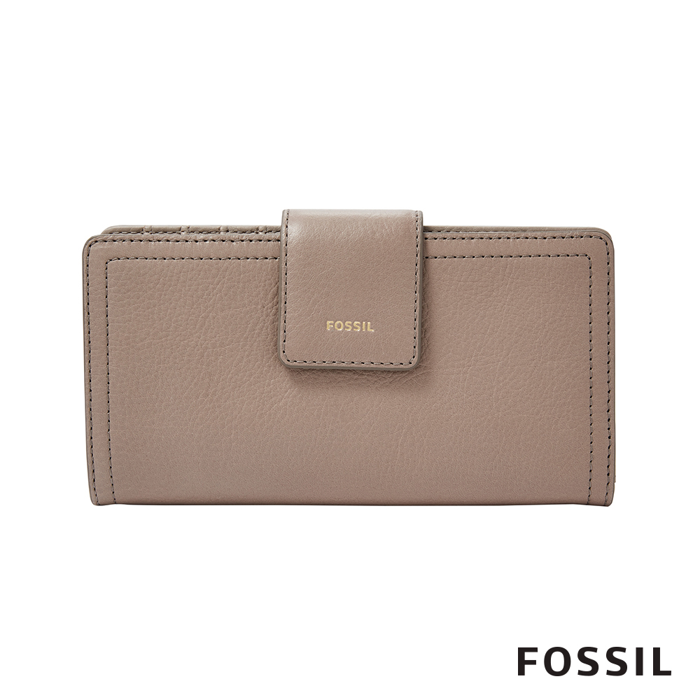 FOSSIL LOGAN 真皮系列拉鍊零錢袋設計中夾-奶油駝色 SL7830263