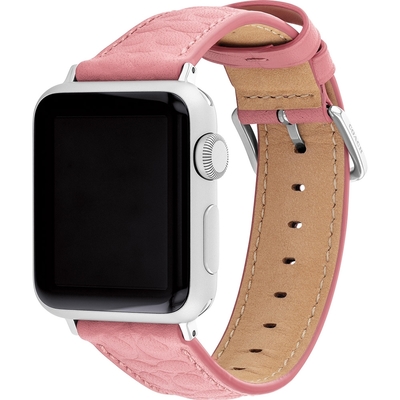 COACH Apple Watch 錶帶 38/40/41mm 適用 皮錶帶 母親節送禮 送禮首選- 粉紅C字壓紋(不含手錶)